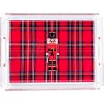 Zm Decor Ekose Kırmızı Kurşun Asker Desen Tepsi 22*30 cm