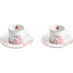 Zm Decor Mercan Kırmızı Deniz Yıldızı Türk Kahve Fincan Seti 2'li