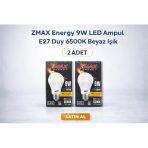 Zmax 9W Led Ampul E27 Duy 6500K Beyaz Işık 720 Lümen 60W Tasarruflu 2 Adet