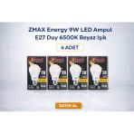 Zmax 9W Led Ampul E27 Duy 6500K Beyaz Işık 720 Lümen 60W Tasarruflu 4 Adet