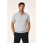 ZMODA SOFT Polo Yaka Fermuarlı T-shirt Çizgili Old Money Örme Birinci Kalite Tshirt Yumuşak Kısa Kollu Erkek Tişört Gri