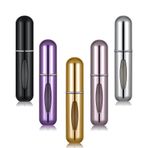ZMREN 5 adet 5 ml parfüm spreyi, doldurulabilir parfüm şişesi, taşınabilir sprey, seyahat için, mini taşınabilir sprey şişesi, cep spreyi, altın, mor, pembe, siyah, (ZM-123)