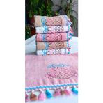 Z&N Style Çeyizlik Kanaviçe Çiçek Desenli Püsküllü Bukle Lüks Mutfak Havlu Seti 30X50 6'Lı Set