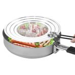 Zocipro Kızartma Tavası Sıçrama Koruması, Katlanabilir Silikon Saplı Paslanmaz Çelik Gres Sıçrama Ekranı, Kızartma Tavası için Evrensel Sıçrama Ekranı 20, 24 ve 28 cm Çaplı Tencere