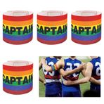 ZOCONE 4 adet kaptan bandajı, erkek, futbol, büyük, oyun rehberi bandajı, yetişkin kol bandı, kaptan bandı, elastik futbol kollukları, çok renkli, kaptan bağı, futbol, basketbol, voleybol, birçok spor