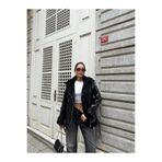 zoezoe KADIN -DIŞI DERİ BİKER JACKET CEKET MONT HİJAP SİYAH-BEYAZ S