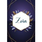 Zoia: Taccuino personalizzato con il nome Zoia | Regalo di compleanno per moglie, mamma, sorella, figlia ... | Foglie blu | 110 pagine a righe, Piccolo formato 6x9 pollici (15,24 x 22,86 cm)