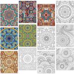 ZOIIWA 24 Paket Mandala Boyama Posterleri Çocuklar Yetişkinler için Boyama Posterleri 28 cm x 21,8 cm Mandala Çiçek Boyama Kitabı El İşi Boyama Sanatı Ev için El İşi Etkinliği Sınıf Bahar Hediyesi