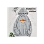 ZOKAWEAR hard rock cafe Baskılı Kapüşonlu Oversize Sweatshirt (2 İplik)