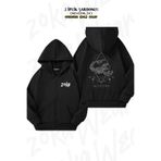 ZOKAWEAR Oversize Akrep Burcu v5 Sırt Baskılı Fermuarlı Kapşonlu Siyah Hırka (2 İplik)