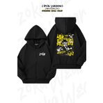 ZOKAWEAR Oversize Bachira Meguru Blue Lock Sırt Baskılı Fermuarlı Kapşonlu Siyah Hırka (2 İplik)