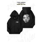 ZOKAWEAR Oversize Billie Eilish Sırt Baskılı Fermuarlı Kapşonlu Siyah Hırka (2 İplik)