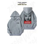 ZOKAWEAR Oversize Breaking Bad Heisenberg Jesse Sırt Baskılı Fermuarlı Kapşonlu Gri Hırka (2 İplik)