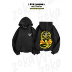 ZOKAWEAR Oversize Cobra Kai Snake Sırt Baskılı Kapüşonlu Sweatshirt (2 İplik)