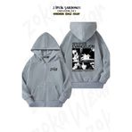 ZOKAWEAR Oversize Neon Genesis Evangelion Misato Sırt Baskılı Fermuarlı Kapşonlu Gri Hırka (2 İplik)