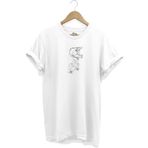 ZOKAWEAR Unisex Bol Kalıp Beyaz Motorcu Kask Çizim Baskılı Cool Tasarım Kısa Kollu T-shirt
