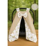 Zola Collection bej rengi %100amuklu örgü desen Puset örtüsü örgü desen fiyonk detay - Altın - 0 - 13 kg