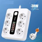 Zoli 6 Adet Akıllı Bkl Priz Akım Korumalı, 5 USB ve 1 Type-C Pd 20W Bağlantılı 2 Metre Kablolu - Siyah
