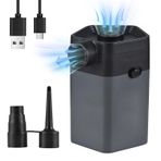 zolyet Kablolu Hava Pompası 6000pa 2850rpm Şişme Söndürülebilir 120L/dak Elektrikli El Hava Pompası Havuz Şamandıraları için 2 Nozullu Uyku Matları Yüzükler Siyah