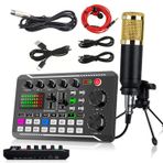 zolyet Podcast Mikrofon Seti, BM-800 Kondansatör Mikrofon F998 Canlı Ses Kartı Seti, PC Arka Plan Stüdyosu ve Yayın için Ses Değiştirici ve Miksere Sahip Podcaster F998 + Altın Mikrofon + Tripod
