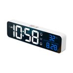 zolyet Yatak Odası için Dijital Çalar Saat 2 Alarm Fonksiyonlu Elektronik Saat 5 Seviyeli Parlaklık Duvara Monte Aynalı Saatler USB Yatak Başucu Masası Ofis Beyaz W-1