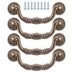 ZONADAH 4 Vintage Dolap Kulplu Set, Delik Mesafesi 128 mm, Antik Bronz Renkte Yuvarlak Dolap Kulpları, Mobilya Çekmecesi Dolabı, Bakır Bardaklar, Dolap, Elbise Dolabı, Komodin için Çekmece Kulpları