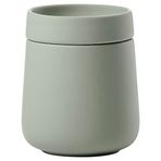 Zone Denmark Nova One kapaklı saklama kutusu, pamuk pedleri ve pamuklu çubuklar gibi banyo malzemelerini saklamak için seramik kutu, çap 8,4 cm, yükseklik 10 cm, kapasite 290 ml, Matcha Green