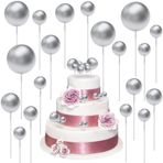 Zonon 40 Adet Mini Cupcake Topper Köpük Yuvarlak Balon Kek Kalıbı Dekorasyon Aletleri Boncuklar Kendin Yap Pasta Topper Sevgililer Günü Doğum Günü Düğün Gereksinimleri Dekorasyon için (Gümüş)