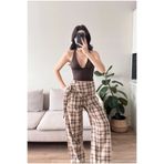 Zoom Butik Bel Fular Ekose Pantolon - KAHVE