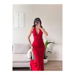 Zoom Butik Bel Korse Maxi Elbise - KIRMIZI