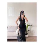 Zoom Butik Bel Korse Maxi Elbise - SİYAH