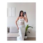 Zoom Butik Güpür Korseli Maxi Elbise - BEYAZ