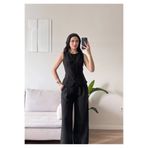 Zoom Butik Ön Düğmeli Yelek Pantolon Takım - SİYAH