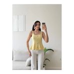 Zoom Butik Volanlı Düğmeli Bluz - SARI