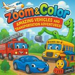 Zoom & Color: Big Adventures with Cars, Trucks, Trains, and More!: A Fun and Educational Black-and-White Coloring Book Featuring Land, Air, and Water Vehicles for Kids Ages 3-7