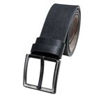 Zoom Spor ve Klasik Siyah Suni Deri Erkek Kemeri, Metal Retro Toka, Kabartma Dokulu Kemer