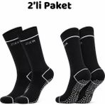 Zoor 2'li Siyah Kaydırmaz Silikonlu Taban Nefes Alan Premium Pilates, Yoga, Fitness, Koşu Sporcu Çorap - 36 - 40