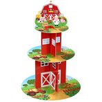 Zopeal Çiftlik Cupcake Standı 3 Katlı Çiftlik Temalı Hayvan Kupası Kek Tutucu Stand Karton Çiftlik Evi Tatlı Kulesi Yuvarlak Ahır Pastacılık Servis Tabağı Çiftlik Parti Malzemeleri Doğum Günü Bebek Partisi Parti Dekorasyonları için