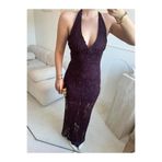 Zora Butik Boyun Bağlamalı Güpürlü Elbise - BORDO