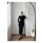 Zora Butik Sırt Açık Uzun Basic Elbise-SİYAH