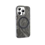 Zore Apple için uyumlu iPhone 14 Pro Max Kılıf M-safe Şarj Özellikli Fırça Boya Desenli Zore Palet Kapak Gri