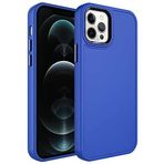 Zore Apple ile uyumlu iPhone 12 Pro Max Kılıf Metal Çerçeve ve Buton Tasarımlı Sert Zore Botox Kapak Saks Mavi