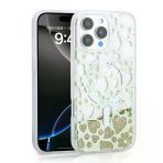 Zore Apple İle Uyumlu İphone 15 Pro Max Kılıf Sıvılı Simli Baskılı Şeffaf Arka Yüzey Mossa Silikon Kapak
