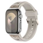 Zore Apple İle Uyumlu Watch 44Mm Krd-117 Hava Alabilen Delikli Metal Süslemeli Desenli Silikon Kordon