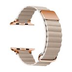 Zore Apple İle Uyumlu Watch 7 41mm KRD-78 PU Deri Kordon Strap Kayış Krem