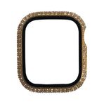 Zore Apple İle Uyumlu Watch 7 41mm Watch Gard 24 Kenarları Taşlı Sert PC Kasa Ve Ekran Koruyucu, Gold