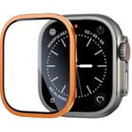 Zore Apple İle Uyumlu Watch Ultra 49mm ALM-01 Metal Çerçeveli Ekran Koruyucu, Turuncu