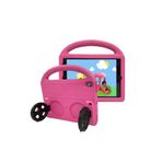 Zore Apple iPad Pro 10.5 7. Nesil Uyumlu Pembe Wheel Car Tekerlek Standlı Tablet Eva Silikon Kılıf