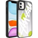 Zore Apple İphone 11 Kılıf Aynalı Desenli Kamera Korumalı Parlak Msra Mirror Kapak-Yazı