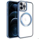 Zore Apple iPhone 11 Pro Max Uyumlu Magsafe Wireless Şarj Özellikli Setro Silikon Mavi Cep Telefonu Kılıfı